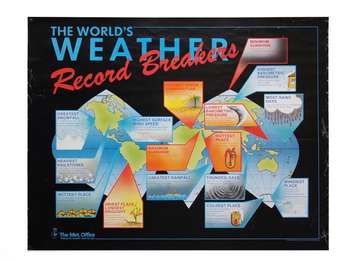 The Met. Office The World's Weather Record Breakers Near A2 Size Meteorological Poster