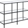 Console Table 100 x 30 x 73 cm Hallway Table Sideboard Side Table Steel Frame Tempered Glass Black Image 2