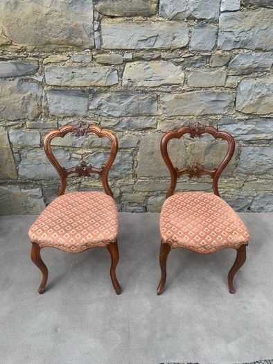 Victorian Carved Walnut Chairs.
