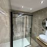 Ex Display Meryln Black 1200mm sliding door LEFT HAND , 900mm side panel and 1200x900 Level 25 shower tray Image 2
