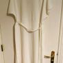 White & Gold Lace Dress with V-Neck and Ruffles  Size S Image 9