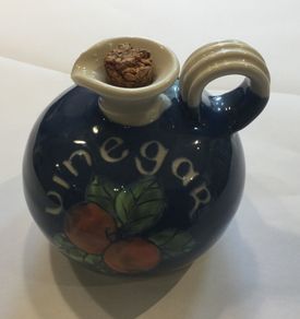 R&j Forrester Bandon Pottery Red Apple/cobalt Blue & Cream Vinegar Jug