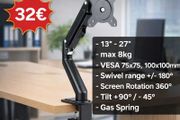 TV Monitor Desk Mount Arm Bracket Tilt Swivel 13-27"