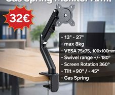 TV Monitor Desk Mount Bracket Tilt Swivel 13-27"