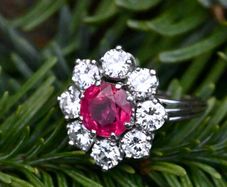 Antique 1920s Ruby & Diamond Cluster Ring