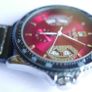 Winner Automatic Watch Skeleton Back Silvertone Red Dial Date Black Band Works Image 7