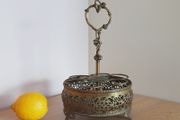 Antique Brass Art Nouveau cruet set caddy  Rare