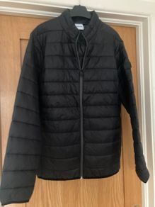 Jack & Jones Men's Black Zipped Lightly Padded Jacket Size Medium