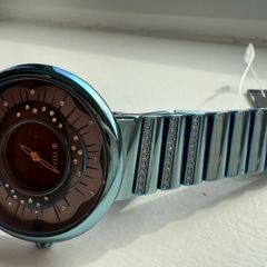 Titan Purple Unending Beauty Blue Dial Analog Stainless Steel Strap Watch for Women