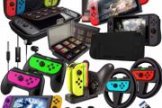 Accessory Bundle Kit designed for Nintendo Switch Accessories Geeks and OLED console users Case and Screen Protector, Joycon Grips and Wheels for enhanced games