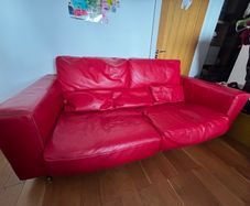 Roche Bobois red leather sofa