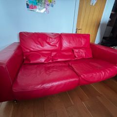 Roche Bobois red leather sofa