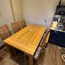 Solid oak dining table & 6 reupholstered dining chairs Image 3