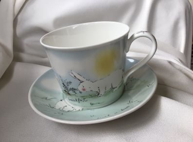 New Aynsley Breakfast Mug and Saucer in Rabbits Pet Collection