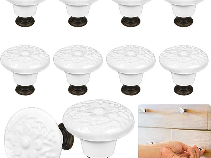12 Pcs Cabinet Knobs, 34mm Ceramic Door Knobs with Screws, Mushroom Cupboard Knobs for Cabinet Wardrobe Dresser Drawer Door Chest (FREE POSTAGE)