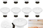 12 Pcs Cabinet Knobs, 34mm Ceramic Door Knobs with Screws, Mushroom Cupboard Knobs for Cabinet Wardrobe Dresser Drawer Door Chest (FREE POSTAGE)
