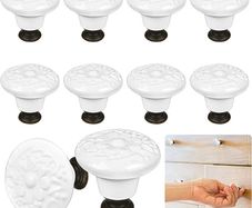 12 Pcs Cabinet Knobs, 34mm Ceramic Door Knobs with Screws, Mushroom Cupboard Knobs for Cabinet Wardrobe Dresser Drawer Door Chest (FREE POSTAGE)
