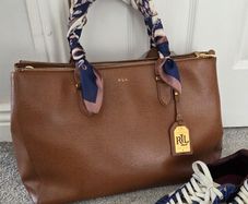 Ralph Lauren bag Newbury Double-Zip Satchel, Lauren Tan