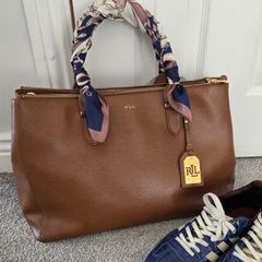 Ralph Lauren bag Newbury Double-Zip Satchel, Lauren Tan