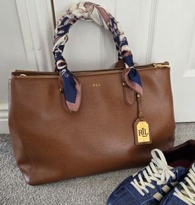 Ralph Lauren bag Newbury Double-Zip Satchel, Lauren Tan