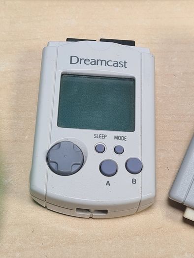 Sega Dreamcast Console With Green Controller Joypad Visual Memory Unit Vmu And Rumble Pack