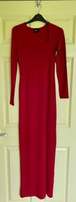 ASOS dark red high slit long dress