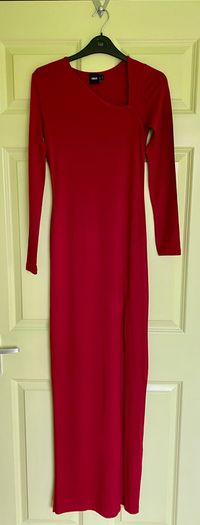 ASOS dark red high slit long dress