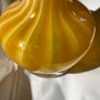 Vintage mid centuty Italian murano style hand blown art glass vase yellow & white swirls Image 2