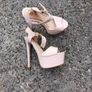 leather peeptoe heels Image 4