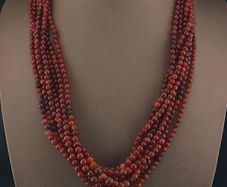 Vintage MultiStrands Red Carnelian African Agate Beads From Mali Necklace