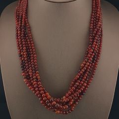 Vintage MultiStrands Red Carnelian African Agate Beads From Mali Necklace