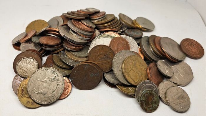 Bag of Irish Coins and Banknote