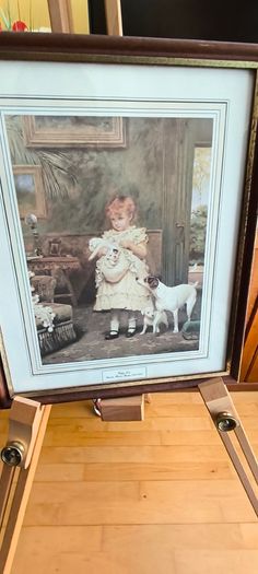 Vintage Framed Print - Puppy Love - by Charles Burton Barber (1836-1893) Made in England