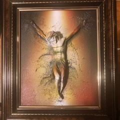 Mixed media Jesus artwork free postage