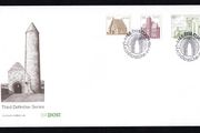 1986 Ireland Architecture Definitive (Third) Stamp Series (32p St MacDara's Island, Co. Galway, 39p Cormac's Chapel, Tipperary &amp; 46p Cahir Castle, Cahir, Co. Tipperary An Post First Day Cover (FDC)
