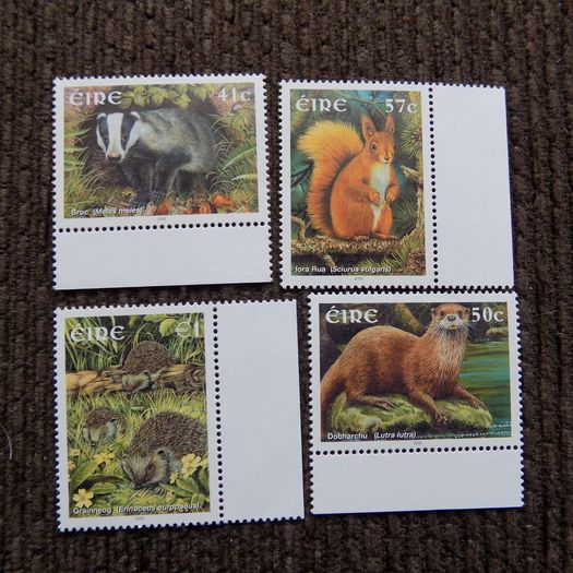 Irish Mammals 2002.Stamp set.Badger.Otter.Hedgehog.Red Squirrel.MNH.
