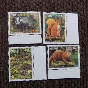 Irish Mammals 2002.Stamp set.Badger.Otter.Hedgehog.Red Squirrel.MNH.