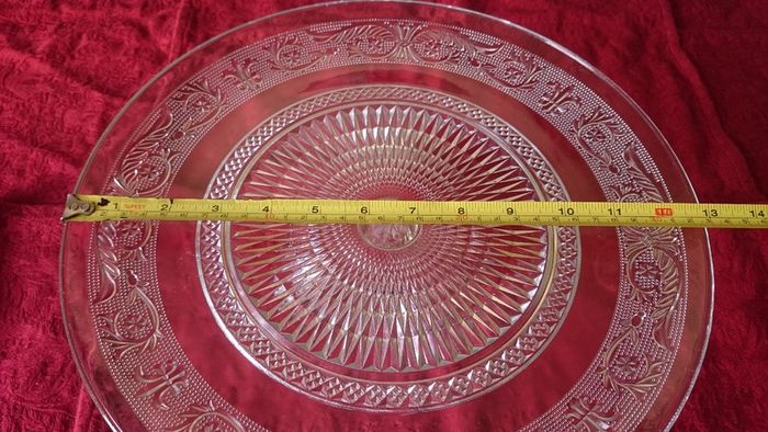 Vintage Cut Glass Art Deco Footed Cake Stand