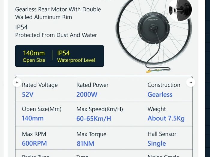 Ebike conversion kit 2000w 52v 35ah