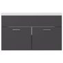 Sink Cabinet with Built-in Basin Grey Chipboard Image 9