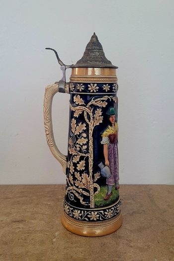 Antique German lidded beer stein