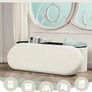 Folding Ottoman Storage Bench,Boucle Footstool Oval, End of Bed Stool, Ideal for Living Room, Bedroom, 100L Storage Space,White,110x38x38cm Image 4