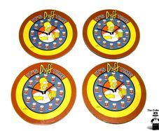 The Simpsons 4x Coasters Beer mats 2002 Duff Coasters 4 In total Cork Backed