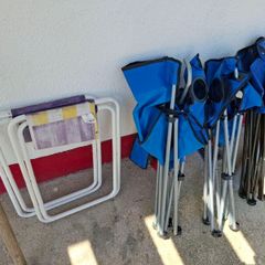 Three Foldable  Outdoos Chairs, And Two Stools