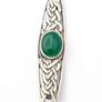 Celtic Sterling Silver Green Chalcedony Brooch Image 2