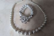Pear &amp; Diamond  Necklace &amp; Bracelet Set. Costume Jewellery.