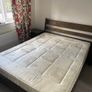 King size wooden bed with mattress and lockers Image 2