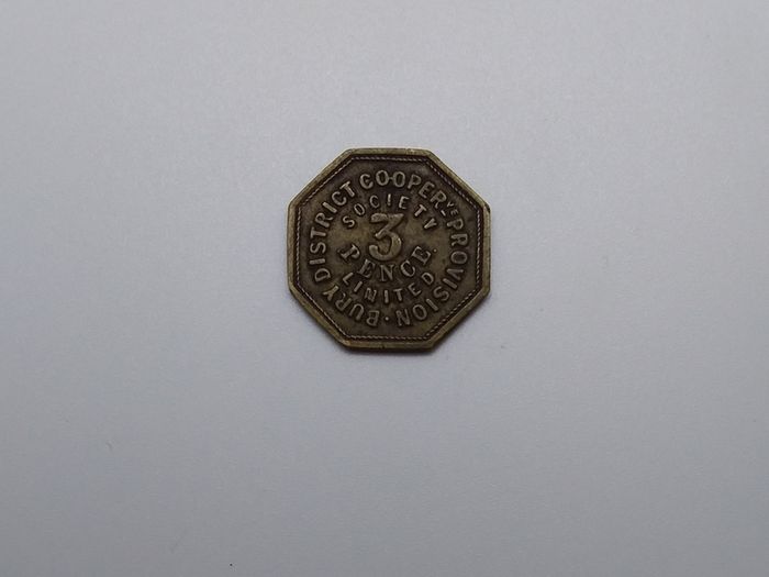 Bury District Cooperative Provision Society Three Pence Token