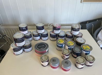 Paint Samples , mostly Farrow and Ball Colour matched in pinks and neutrals