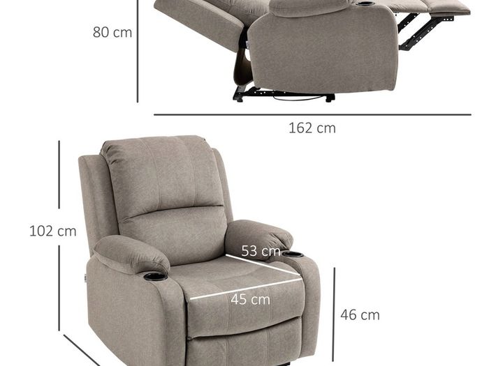 Recliner Armchair, Microfibre Reclining Chair with Adjustable Leg Rest, Cup Holder, for Home Living Room, Brown